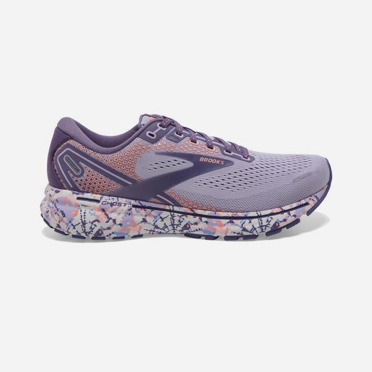 Brooks Ghost 14 Israel - Women's Cushioned Road Running Shoes - lavender Purple/Cadet/Thistle/Papaya